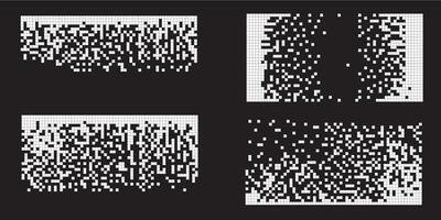 Pixel disintegration background. Decay effect. Dispersed dotted pattern. Concept of disintegration, pixel mosaic textures with simple square particles. vector