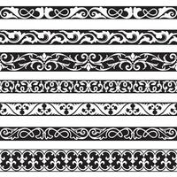 Seamless borders vintage design elements set vector