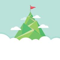 Flag on the mountain peak. Way to successful Business vector