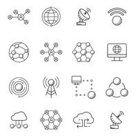 set of big data, database, cloud computing, network vector
