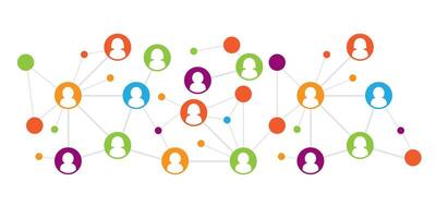 Team in social network working concept. Human model connection vector