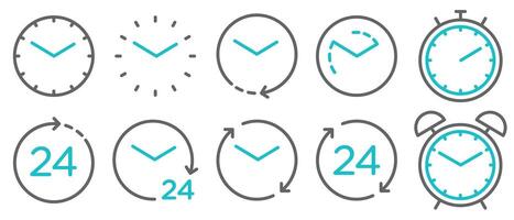 Time and clock line isolated icon vector
