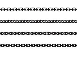 Set of black isolated of chains on white background. Seamless pattern of chain. Decorative border vector