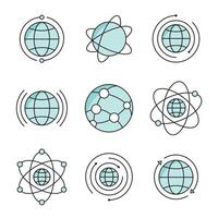 Globe icons set. Social network global signs vector