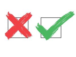 grunge hand drawn check marks and check boxes icons vector
