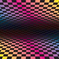 Colored grids background pattern. Rainbow colored tunnel ending in dark infinity vector
