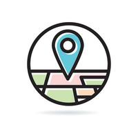Pointer with perspective city map. Gps service concept vector