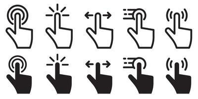 Hand click touch icons set vector