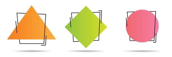 Set of modern abstract banners. Geometric shapes of different colors with black outline design - vector