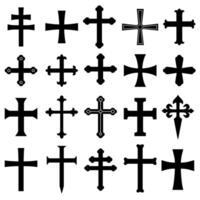 Christian crosses icons set. Different forms. Isolated on a white background vector