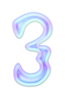 Holographic Y2k 3D Chrome number 3 png