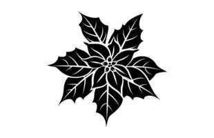 Poinsettia Flower Clipart Silhouette isolated on a white background vector