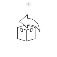 Return Policy, Parcel return icon. Sending the box back icon symbol illustration isolated on white background vector