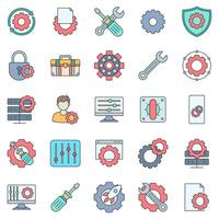 settings icons set, Included icons as Advanced setting, Screwdriver, Privacy setting, Gear and more symbols collection, logo isolated illustration vector