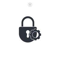 Privacy setting, Lock and gear icon symbol illustration isolated on white background vector