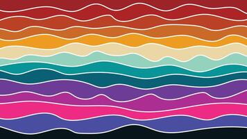 Rainbow background with waves and lines vector