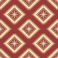 Red vintage Ethnic Knitted abstract geometric pattern. vector