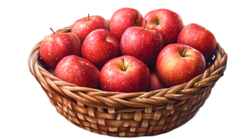 a basket full of apples isolated at transparent background png