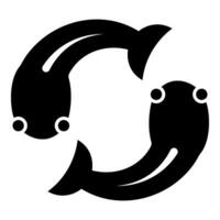 Fish goby two moves in circle icon black color illustration image flat style vector