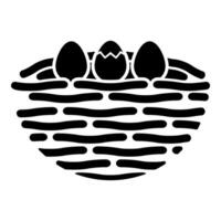 Bird's nest bird with egg icon black color illustration image flat style vector