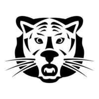 Tiger head icon black color illustration image flat style vector