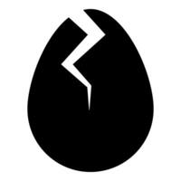 Egg with cracked eggshell damaged icon black color illustration image flat style vector