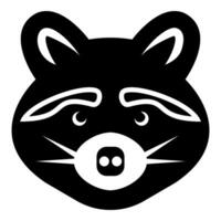 Raccoon head icon black color illustration image flat style vector
