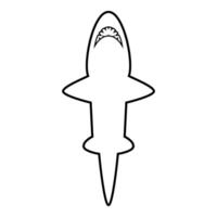Shark contour outline line icon black color illustration image thin flat style vector