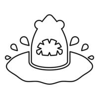 Shark's head in the water with splash contour outline line icon black color illustration image thin flat style vector