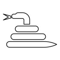 Twisted snake contour outline line icon black color illustration image thin flat style vector