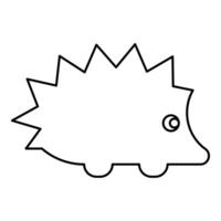 Cute hedgehog contour outline line icon black color illustration image thin flat style vector