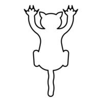 Cat scratching harm contour outline line icon black color illustration image thin flat style vector