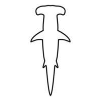 Shark hammer head contour outline line icon black color illustration image thin flat style vector