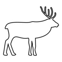 Deer stag contour outline line icon black color illustration image thin flat style vector