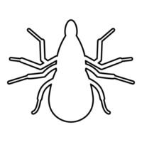 Tick mite contour outline line icon black color illustration image thin flat style vector