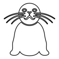 Seal contour outline line icon black color illustration image thin flat style vector