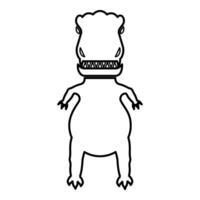 Evil dinosaur contour outline line icon black color illustration image thin flat style vector