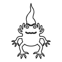 Axolotl ambystoma mexicanum front view contour outline line icon black color illustration image thin flat style vector