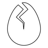 Egg with cracked eggshell damaged contour outline line icon black color illustration image thin flat style vector