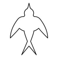 Swallow bird silhouette contour outline line icon black color illustration image thin flat style vector