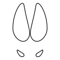 Hoof print wild boar hog contour outline line icon black color illustration image thin flat style vector