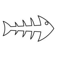 Skeleton of fish bone silhouette seafood concept fishbone contour outline line icon black color illustration image thin flat style vector