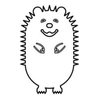 Cute hedgehog contour outline line icon black color illustration image thin flat style vector