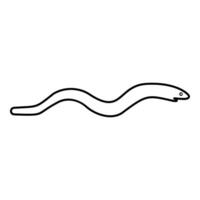 Eel fish snake shape seafood concept contour outline line icon black color illustration image thin flat style vector