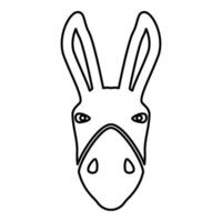 Donkey head silhouette contour outline line icon black color illustration image thin flat style vector
