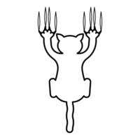 Cat scratching with claw marks harm contour outline line icon black color illustration image thin flat style vector