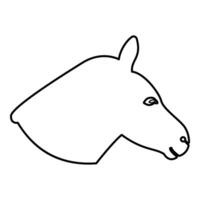 Donkey head silhouette contour outline line icon black color illustration image thin flat style vector