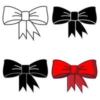 Set of bows, black and white, transparent and red cartoon style isolated on a white background vector
