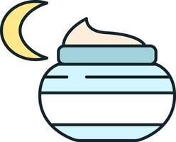 Night cream moisturizer jar with crescent moon for skincare routine vector