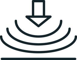 Arrow pointing down creating impact waves vector